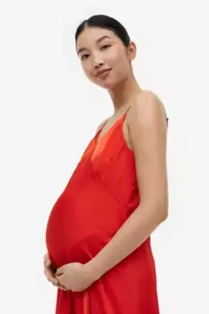 Атласное комбинезонное платье H&M, красный