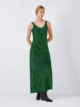 Атласное макси-платье с глубоким вырезом и принтом John Lewis , зеленый/разноцветный