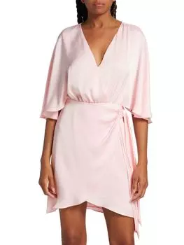 Атласное мини-платье Alexis с искусственным запахом Ramy Brook, цвет Candy Pink