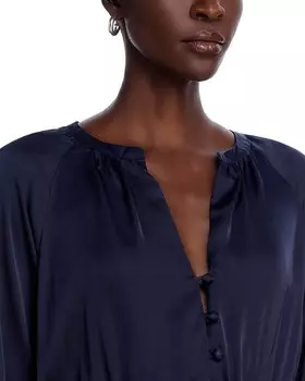 Атласное мини-платье AQUA с длинными рукавами, синий