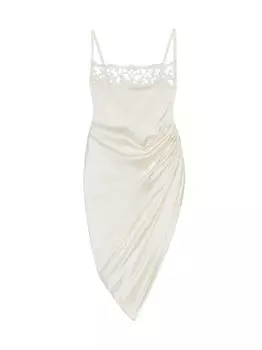 Атласное мини-платье асимметричного кроя Saudade Jacquemus, белый