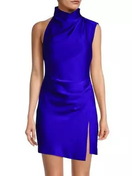Атласное мини-платье Hope с драпировкой Misha, цвет Electric Blue