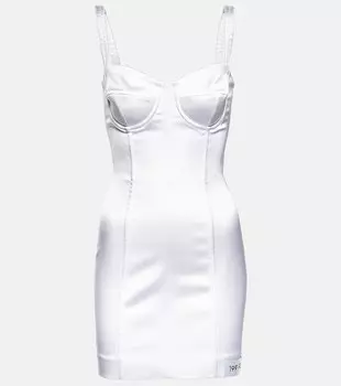 Атласное мини-платье из коллаборации с Kim DOLCE&GABBANA, белый