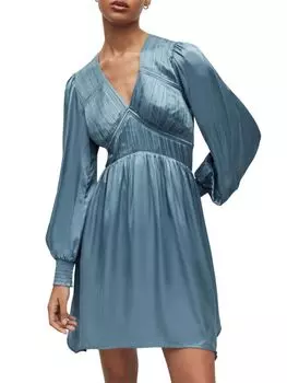 Атласное мини-платье Love My Way Esta Allsaints, цвет Blue Slate