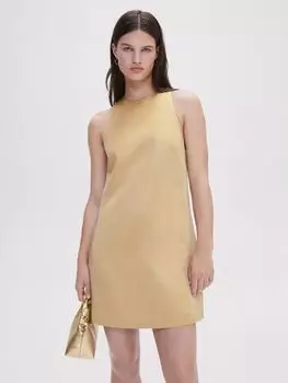 Атласное мини-платье Mango Tiky, пастельно-коричневый