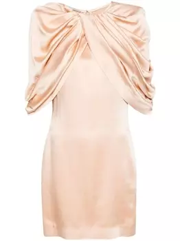 Атласное мини-платье с драпировкой Stella McCartney, бежевый