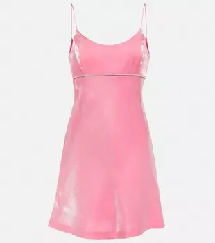 Атласное мини-платье с веером LOVESHACKFANCY, розовый