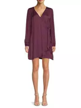 Атласное мини-платье с запахом Socialite Burgundy