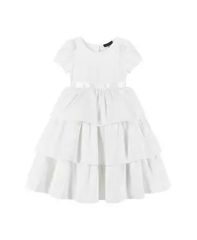 Атласное многоярусное платье с пышными рукавами для маленьких девочек/девочек Andy & Evan, белый