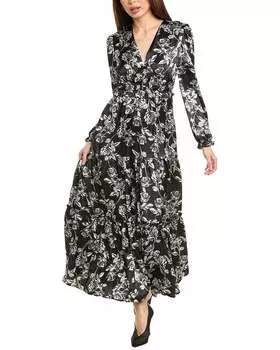 Атласное многоуровневое макси-платье Gracia, черный