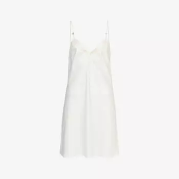 Атласное ночное платье Orchids с кружевной отделкой Chantelle, цвет milk