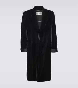 Атласное пальто оверсайз Saint Laurent, черный