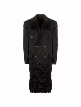 Атласное пальто с эффектом помятости Balenciaga, черный