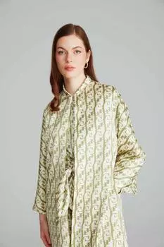 Атласное пальто с монограммой Gusto, зеленый