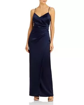 Атласное платье AQUA со рюшами, синий