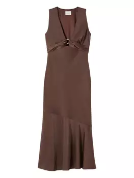 Атласное платье без рукавов Claudie Pierlot, коричневый