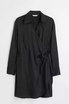 Атласное платье-блузка с запахом H&M