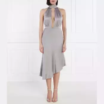 Атласное платье Elisabetta Franchi, серый