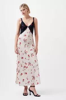 Атласное платье Floramour Ennis French Connection, бежевый