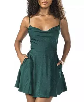 Атласное платье-футболка со шнуровкой и расклешенным кроем для юниоров B Darlin, зеленый