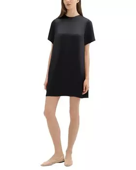 Атласное платье-футболка Theory, черный