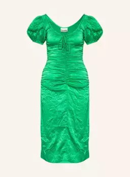 Атласное платье Ganni, зеленый