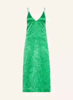 Атласное платье Ganni, зеленый