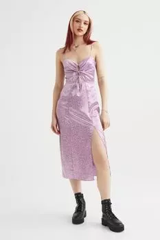 Атласное платье H&amp;M, фиолетовый/маленькие цветы