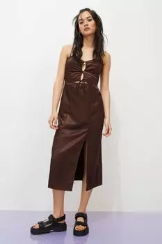 Атласное платье H&amp;M, темно коричневый