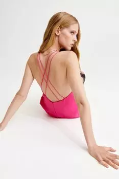 Атласное платье H&amp;M, вишня