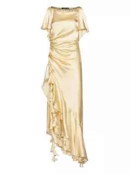 Атласное платье из шелка Amen, желтый