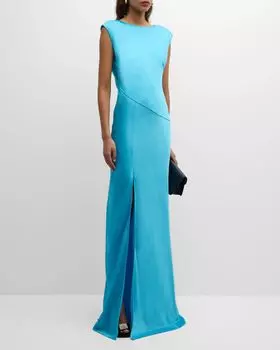 Атласное платье Joanna с короткими рукавами и открытой спиной Ramy Brook, цвет Black