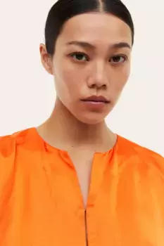Атласное платье-кафтан H&M, оранжевый