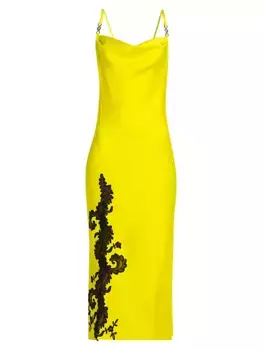 Атласное платье-колонна с филигранью Versace, черный