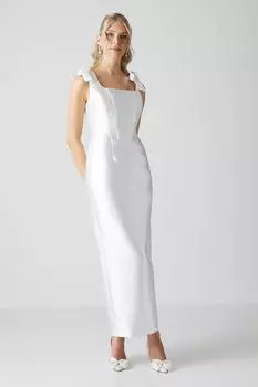 Атласное платье-колонна с корсетом и завязками на плечах Coast, белый