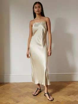 Атласное платье-комбинация Albaray с квадратным вырезом, серое