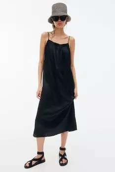 Атласное платье-комбинация H&M, черный