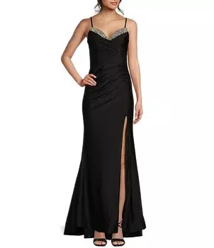 Атласное платье-комбинация макси без рукавов Xtraordinary, черный