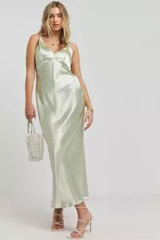 Атласное платье-комбинация на бретельках Simply Be, зеленый