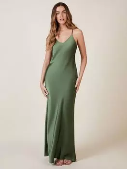Атласное платье-комбинация Rewriting Brooklyn, оливковое