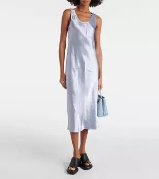 Атласное платье-комбинация Talete Max Mara, синий