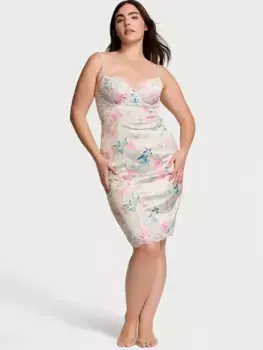 Атласное платье-комбинация Wicked с кружевной отделкой Victoria'S Secret, цвет DELICATE GARDEN