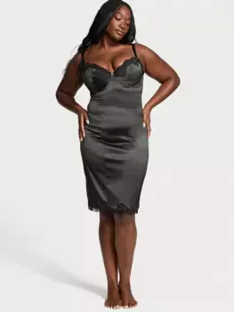 Атласное платье-комбинация Wicked с кружевной отделкой Victoria'S Secret, черный