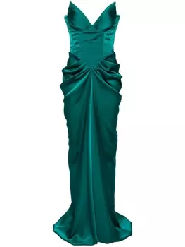Атласное платье-корсет Ana Radu, зеленый
