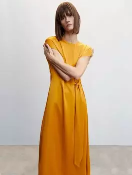 Атласное платье Mango Matilda, желтое