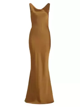 Атласное платье Maria с капюшоном Norma Kamali, цвет woods