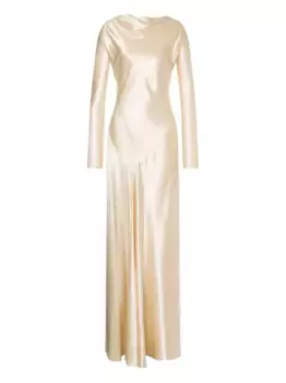 Атласное платье макси Alberta Ferretti, белый