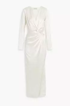 Атласное платье макси Alezia с закрученным вырезом спереди NICHOLAS, слоновая кость