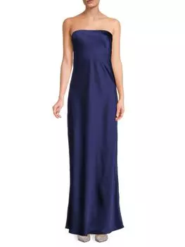 Атласное платье макси без бретелек Weworewhat, темно-синий