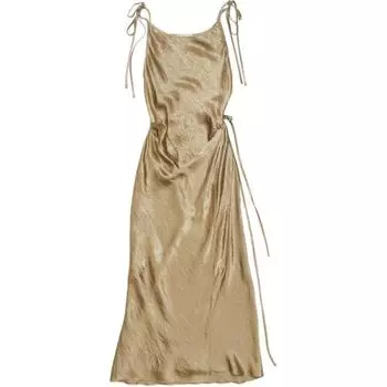 Атласное платье макси без рукавов Acne Studios, зеленый